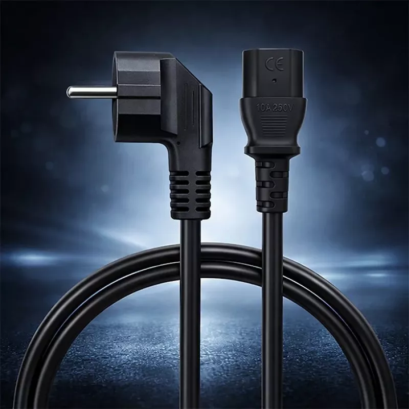 QOLTEC Stromkabel SCHUKO CEE Winkelstecker IEC C13 2m Schwarz