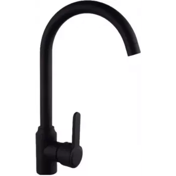 Pyramis Lefkada Küchenspülen-Set 1 Becken 1 Abtropffläche Schwarz + Lungo Volcano Black Edition Armatur 590x440 mm
