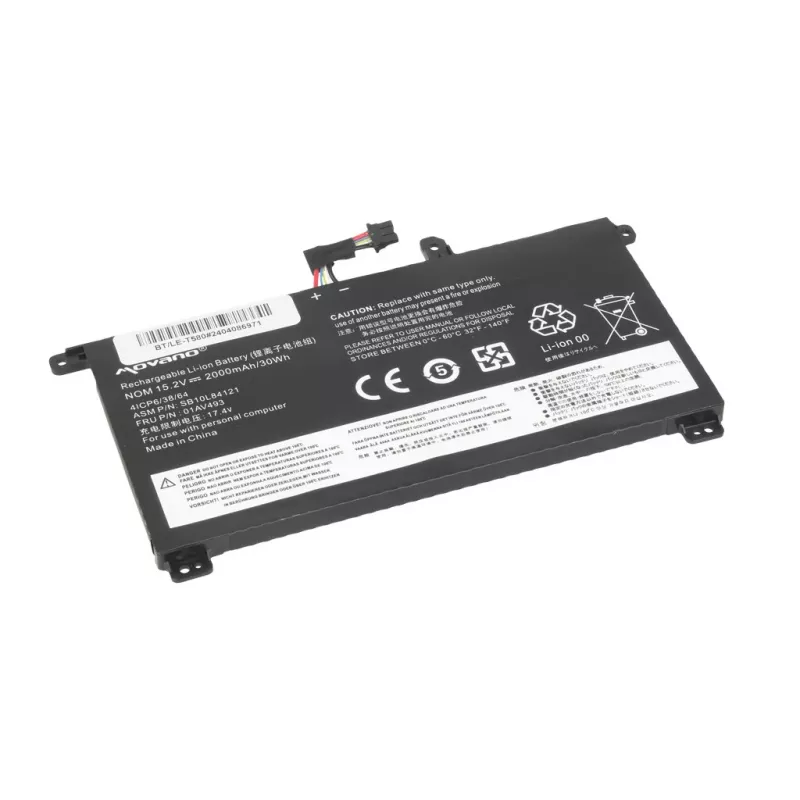 MOVANO Akku 01AV493 für Lenovo ThinkPad T570 T580 P51S - 2000 mAh (30 Wh)