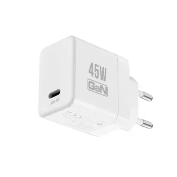 Crong Ultra Compact GaN USB-C 45W PD 3.0 PPS Wandladegerät (Weiß)