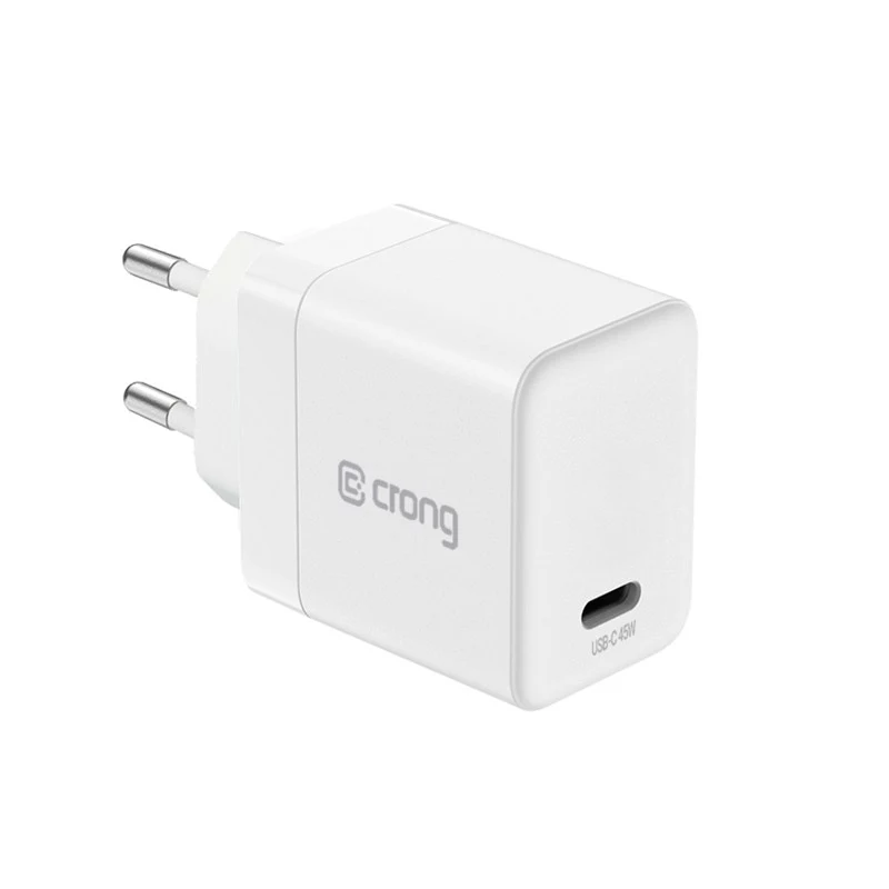 Crong Ultra Compact GaN USB-C 45W PD 3.0 PPS Wandladegerät (Weiß)