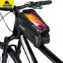 WILDMAN XT5 Frame Bag Black - Fahrrad-Oberrohrtasche mit Handytasche, wasserabweisendes PU-Leder