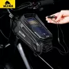 WILDMAN XT5 Frame Bag Black - Fahrrad-Oberrohrtasche mit Handytasche, wasserabweisendes PU-Leder