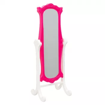 LEAN TOYS Puppenmöbel-Set Kleiderschrank mit Spiegel und Kleiderbügeln Rosa
