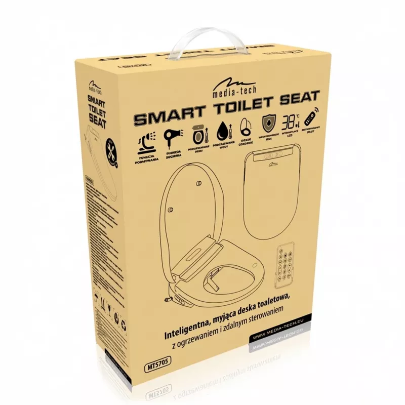 MEDIA-TECH Smart Toilet Seat MT5705 Electronic Bidet mit beheiztem Sitz, Warmwasser-Waschung, Trockner, Geruchsneutralisator, Nachtlicht, Fernbedienung