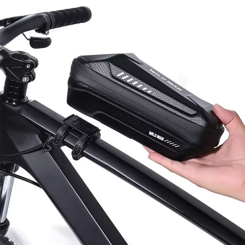 WILDMAN XS5 Frame Bag Schwarz – Fahrrad-Oberrohr-Tasche für Smartphone