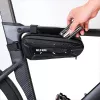 WILDMAN Bicycle Frame Bag M, Schwarz, PU-Leder, EVA, 1,2L, Handyfach, Touchscreen-kompatibel