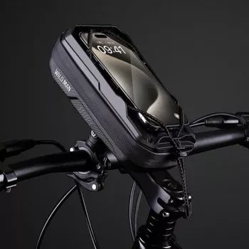 WILDMAN Fahrrad-Rahmentasche mit Handyhalter, Schwarz, 1L
