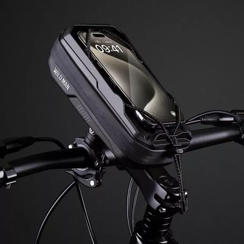 WILDMAN Fahrrad-Rahmentasche mit Handyhalter, Schwarz, 1L