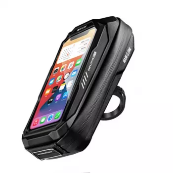 WILDMAN X3 Fahrradlenkertasche mit Handyhalter, Schwarz, Hartschale, wasserabweisend, bis 6,7 Zoll