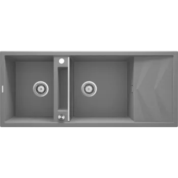 DEANTE 2-Bowl Magnetic Granite Sink with Drainer - Nero Black