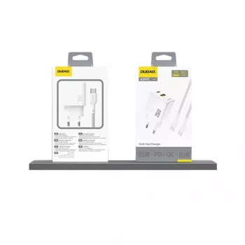 Dudao A26TEU GaN 25W USB-C USB-A Wandladegerät Weiß