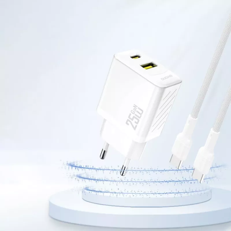 Dudao A26TEU GaN 25W USB-C USB-A Wandladegerät Weiß