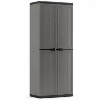KETER Garden Wardrobe Jolly IT - Grau/Schwarz, 200L, abschließbarer Outdoor-Aufbewahrungsschrank