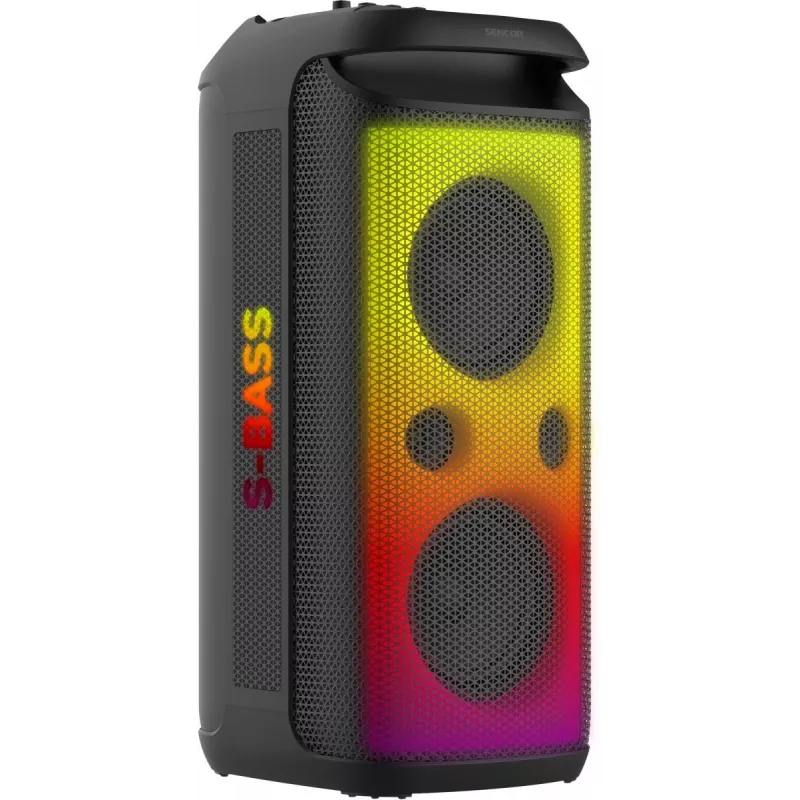 SENCOR Partycon CORE Power 140W Tragbarer Bluetooth-Lautsprecher mit TWS, IPX4, RGB LED, Karaoke, Schwarz