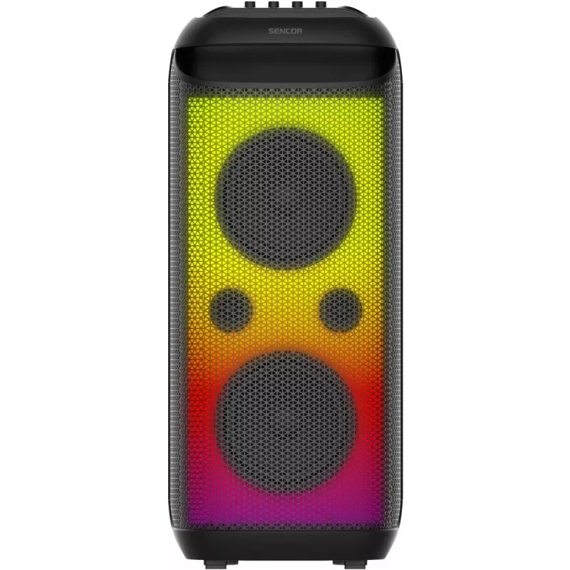 SENCOR Partycon CORE Power 140W Tragbarer Bluetooth-Lautsprecher mit TWS, IPX4, RGB LED, Karaoke, Schwarz