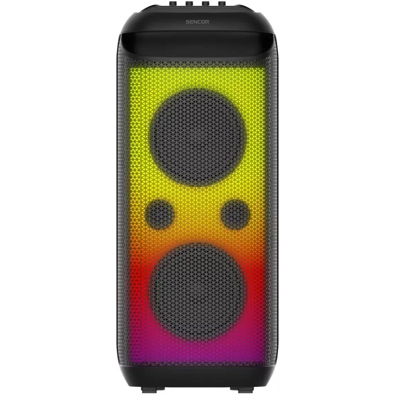 SENCOR Partycon BOOST Power 250W Tragbarer Bluetooth-Partylautsprecher mit TWS, IPX4, LED, FM-Radio, Karaoke, Mikrofon