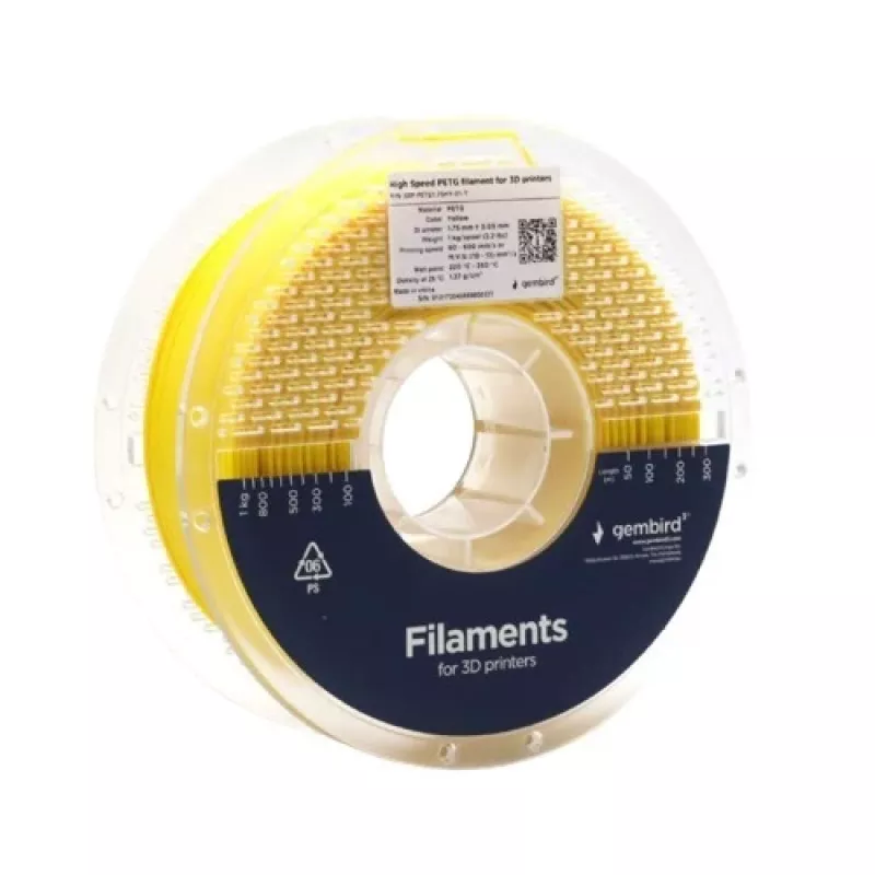 GEMBIRD Filament PETG High Speed, 1,75 mm, 1 kg, Gelb