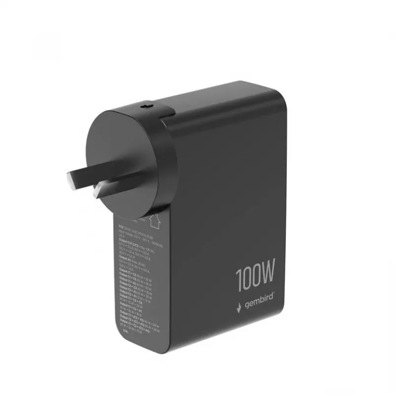 GEMBIRD GaN Fast Charger 4x USB 100W Black