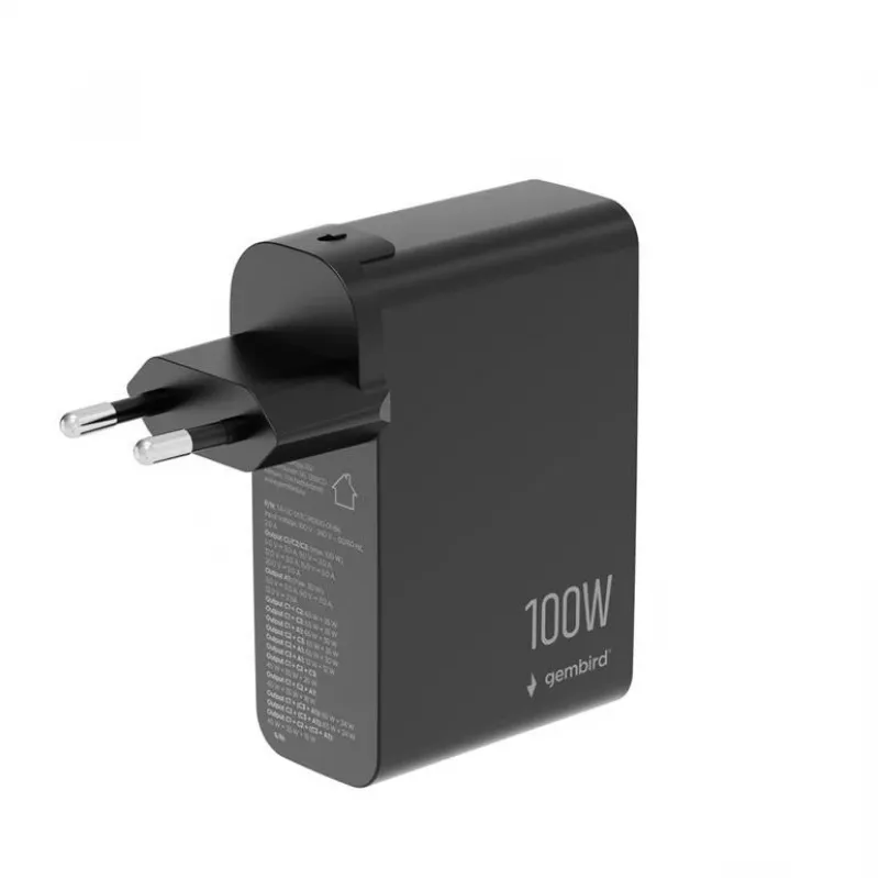 GEMBIRD GaN Fast Charger 4x USB 100W Black