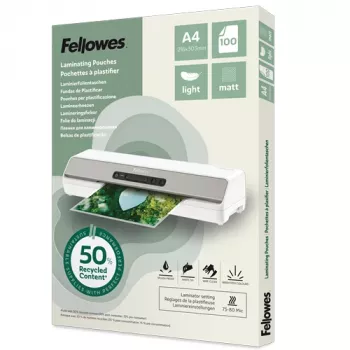 Fellowes 100er-Pack A4 matte Laminierfolien, 80 Mikron, recycelt