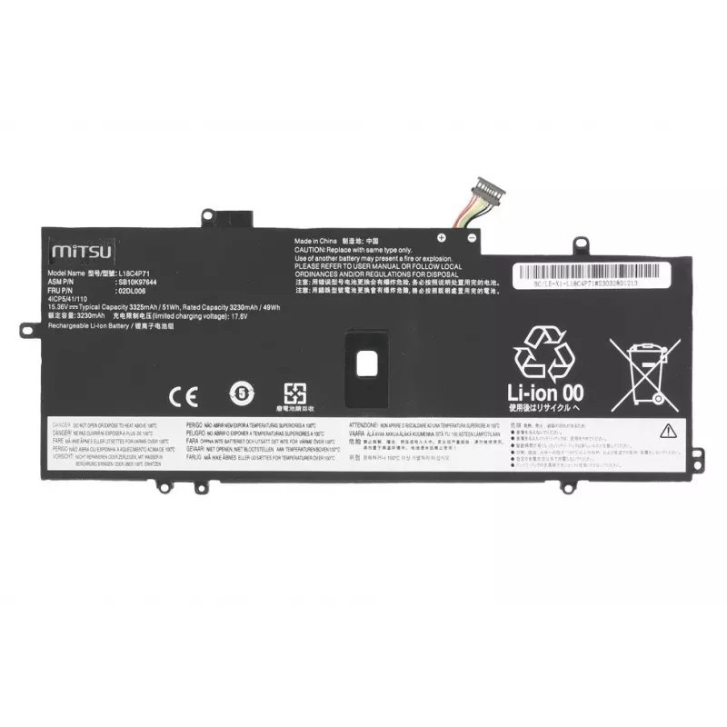 MITSU Akku für Lenovo ThinkPad X1 Yoga 4 5 Carbon 7 8 3325 mAh (51 Wh) 15.36V