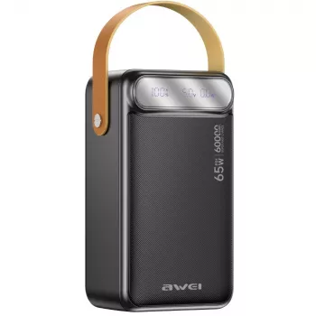 AWEI PA-82 Power Bank 60000mAh 65W PD 2xUSB-A/USB-C Schwarz