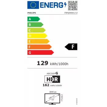 Philips 75PQS9001/12 75-Zoll QLED 4K Ultra HD Google TV mit 3-seitigem Ambilight, MiniLED, 120Hz, Dolby Vision & Atmos, VRR, ALLM, FreeSync Premium, G-Sync-kompatibel, 4x HDMI 2.1, 2x USB, Wi-Fi, Bluetooth 5.0, DVB-T/T2/C/S/S2, Grau