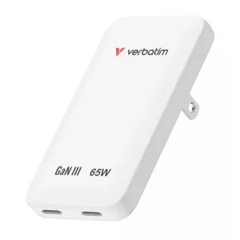 Verbatim Slim GaN Charger 2 Port 65W (EU/UK/US) Weiß