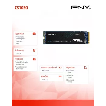 PNY CS1030 256GB M.2 2280 PCIe NVMe Gen3 x4 Interne Solid-State-Festplatte (Bulk)