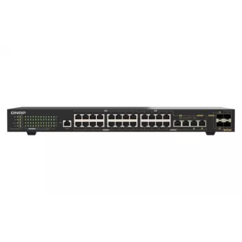 QNAP QSW-M2130P-2C2S26T 26-Port 2.5GbE PoE++ Managed Layer 2 Rackmount Switch mit 2x 10GbE SFP+ und 2x 10GbE Combo-Ports, 370W PoE-Budget