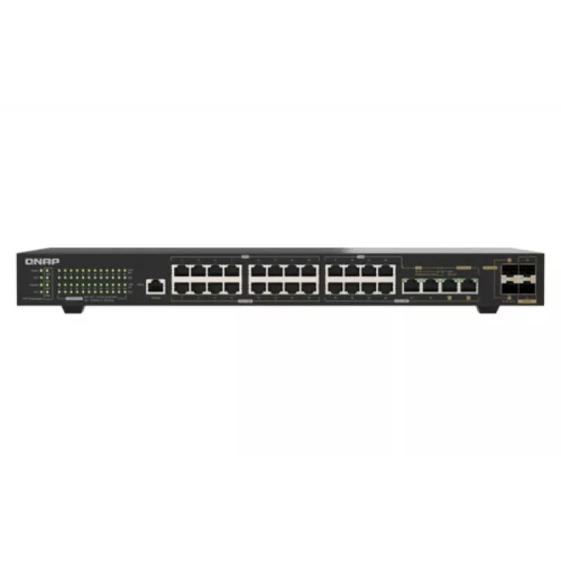 QNAP QSW-M2130P-2C2S26T 26-Port 2.5GbE PoE++ Managed Layer 2 Rackmount Switch mit 2x 10GbE SFP+ und 2x 10GbE Combo-Ports, 370W PoE-Budget