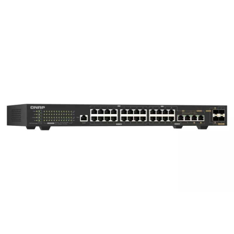 QNAP QSW-M2130P-2C2S26T 26-Port 2.5GbE PoE++ Managed Layer 2 Rackmount Switch mit 2x 10GbE SFP+ und 2x 10GbE Combo-Ports, 370W PoE-Budget