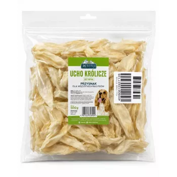PTI PETITTO Kaninchenohren Hundesnacks, ohne Fell, 500 g