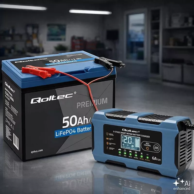Qoltec 52669 Intelligentes Batterieladegerät 12V 6A mit Reparaturfunktion für AGM GEL LiFePO4