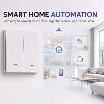 QOLTEC Smart Light Switch WiFi 2-Gang Timer Tuya Weiß