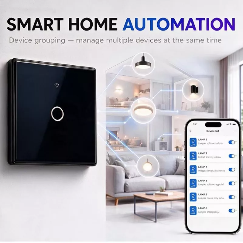 Qoltec Smart Touch Lichtschalter 1-fach Wi-Fi Timer Tuya Weiß