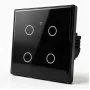 Qoltec Smart Touch Lichtschalter 4-fach Wi-Fi Timer Tuya | Gehärtetes Glas | Weiß