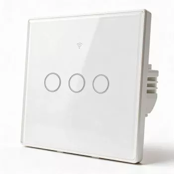 Qoltec Smart Touch Lichtschalter 3-fach Wi-Fi Timer Tuya Weiß