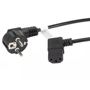 LANBERG CA-C13C-12CC-0030-BK 3m Winkel-Schuko auf IEC C13 Netzkabel, H05VV-F 3G1.0, VDE, Schwarz
