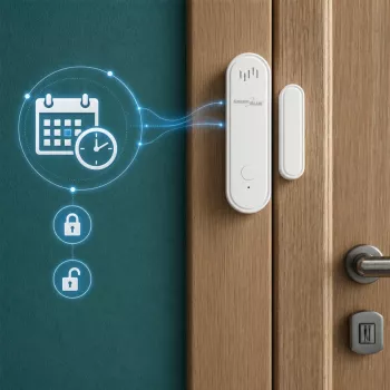 GREENBLUE GB478 Kabelloser WiFi Tür-/Fenstersensor – Intelligenter Magnetkontakt, Tuya & Gosund App, Alexa/Google, Batteriebetrieben, Weiß