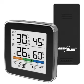 GREENBLUE GB169 B Funk-Wetterstation mit Farbdisplay und Außensensor