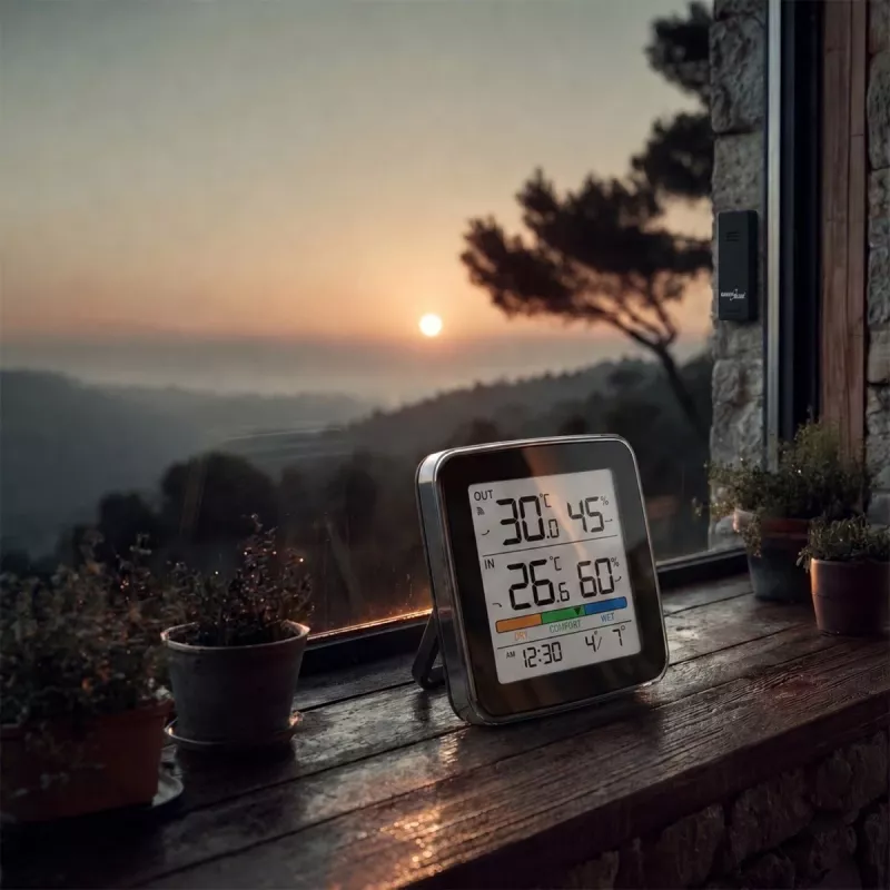 GREENBLUE GB169 B Funk-Wetterstation mit Farbdisplay und Außensensor