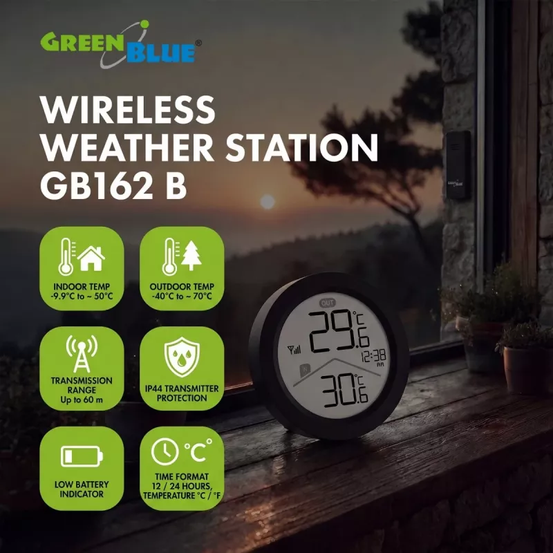 GREENBLUE Funk-Wetterstation GB162 B