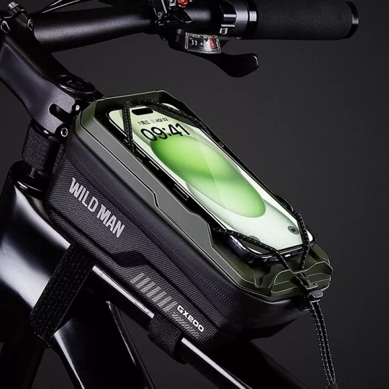 WILDMAN GX200 Fahrrad-Rahmentasche mit Handyhalter, Grün