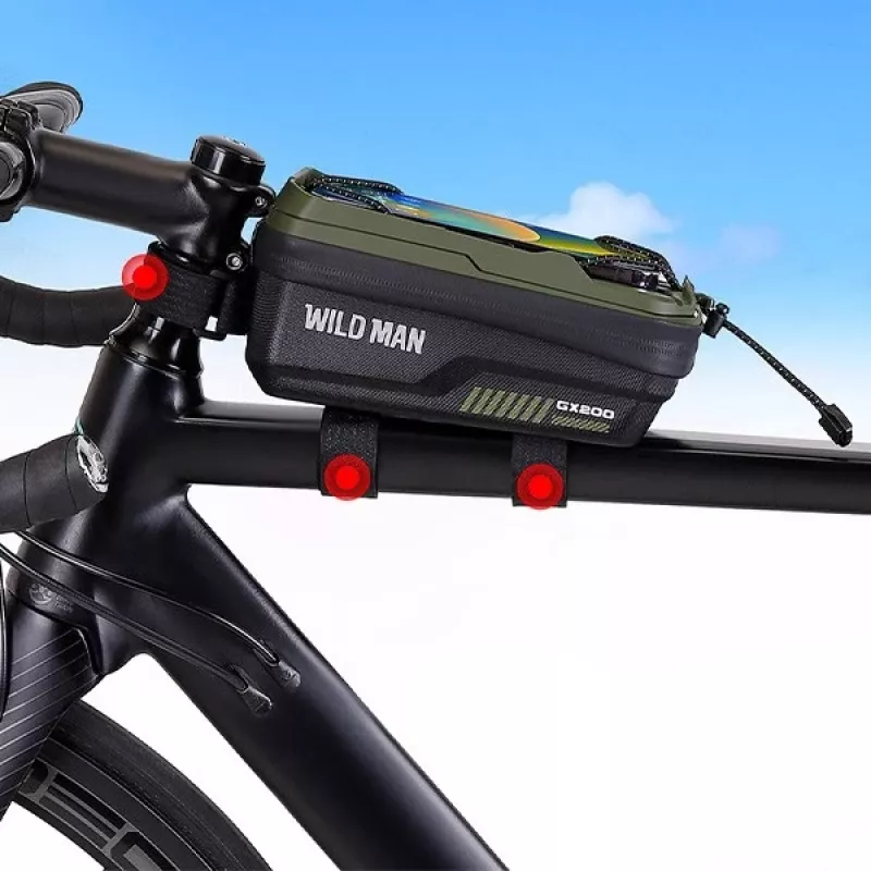WILDMAN GX200 Fahrrad-Rahmentasche mit Handyhalter, Grün