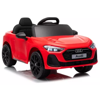 LEAN CARS Audi A5L HL788 Rot 12V Elektro-Kinderauto mit elternferngesteuerter Fernbedienung, EVA-Rädern, LED-Leuchten, Musikpanel, Sicherheitsgurt, Öko-Leder-Sitz, für Kinder von 3-6 Jahren