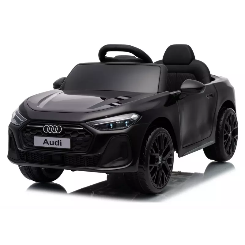 LEAN CARS Audi A5L HL788 Schwarz 12V batteriebetriebenes Kinderauto mit Fernbedienung für Eltern, LED-Leuchten, MP3, EVA-Schaumräder, Öko-Ledersitz, 30 kg max. Belastung, für Kinder von 3-8 Jahren
