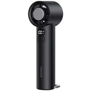 USAMS Ice-Cooling Handheld Fan 2000mAh Schwarz - Tragbarer Halbleiter-Kühlventilator mit USB-C, 3 Geschwindigkeiten, abnehmbarem Sockel