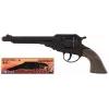 PULIO Cowboy Revolver Metall 8-Schuss Knallpistole - Schwarz/Silber mit braunen Griffen